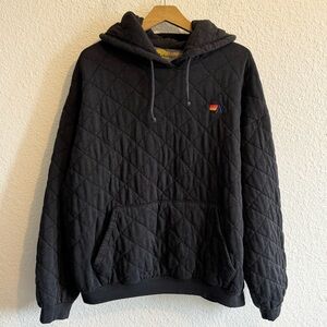 Aviator Nation Black Quilted Hoodie with Small Multicolor Logo
